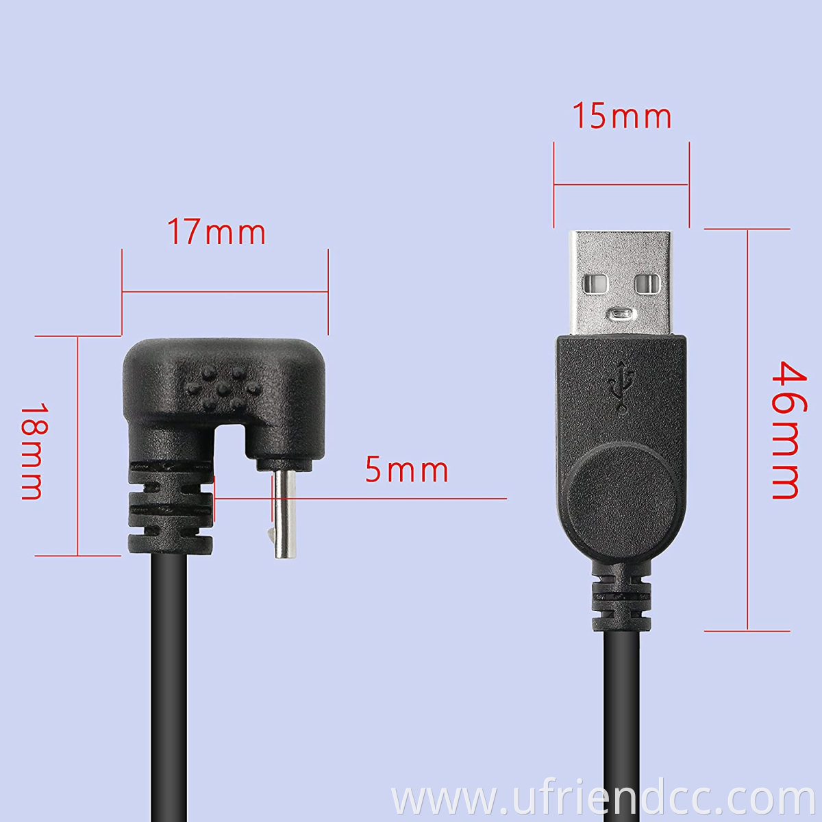 High quality USB 2.0 Fast Data Sync Charging A male to USB 5-Pin U Turn Micro Usb Cable